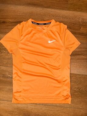 Nike Orange Short Sleeve Performance Tee with White Swoosh
